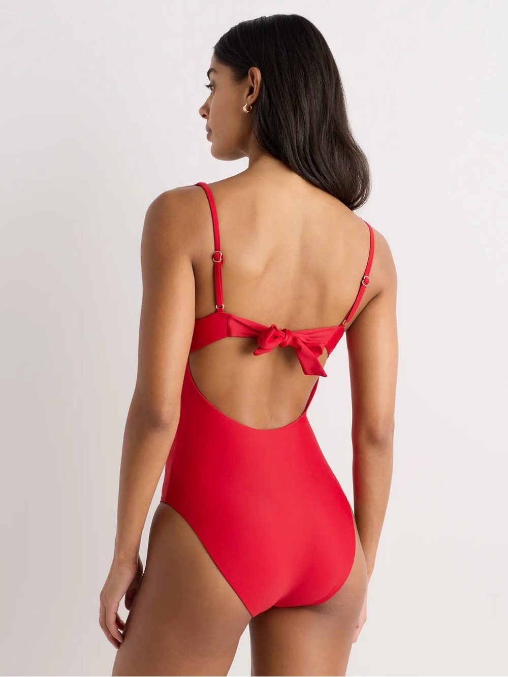 Quince Bright Red One-Piece Swimsuit with Back Tie